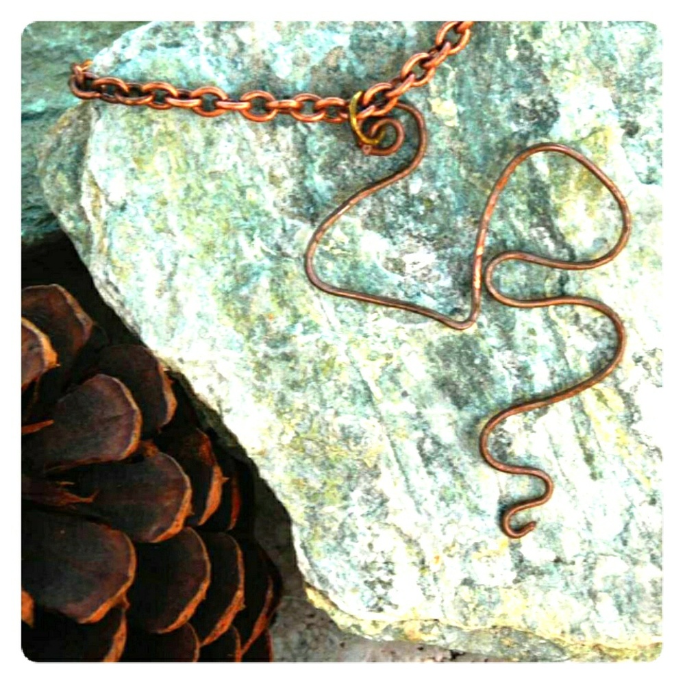 Hammered Copper Pendant Unique Handmade Gift